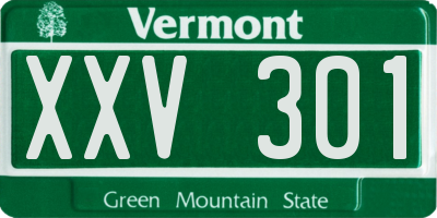 VT license plate XXV301