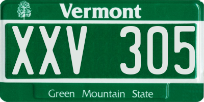 VT license plate XXV305
