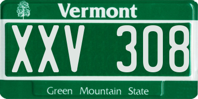 VT license plate XXV308