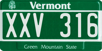 VT license plate XXV316