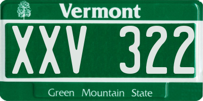 VT license plate XXV322