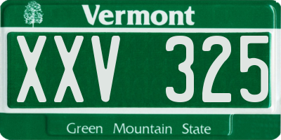 VT license plate XXV325