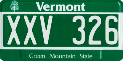 VT license plate XXV326