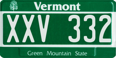 VT license plate XXV332