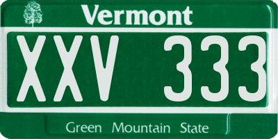 VT license plate XXV333