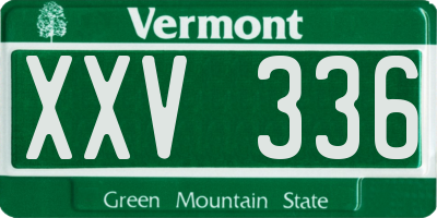 VT license plate XXV336