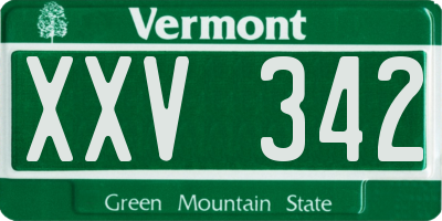 VT license plate XXV342