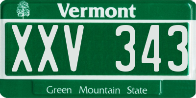 VT license plate XXV343