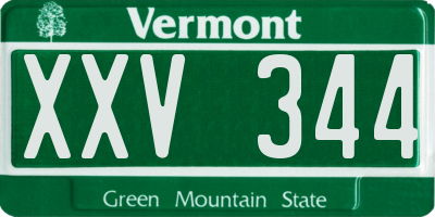 VT license plate XXV344
