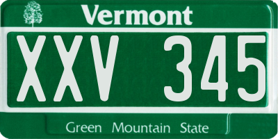 VT license plate XXV345