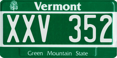 VT license plate XXV352