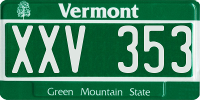 VT license plate XXV353