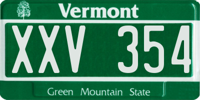 VT license plate XXV354