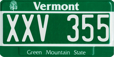 VT license plate XXV355