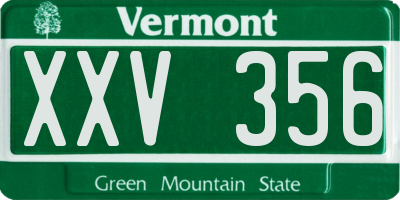 VT license plate XXV356