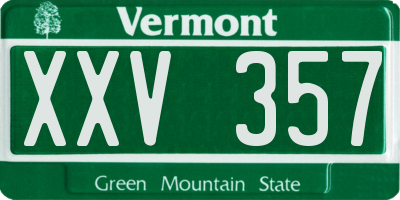 VT license plate XXV357