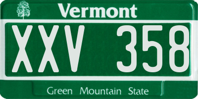 VT license plate XXV358