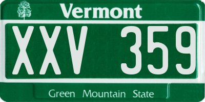 VT license plate XXV359
