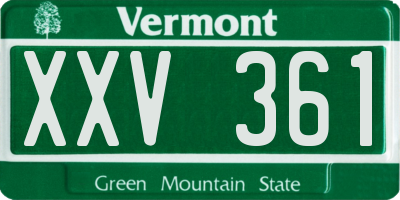 VT license plate XXV361