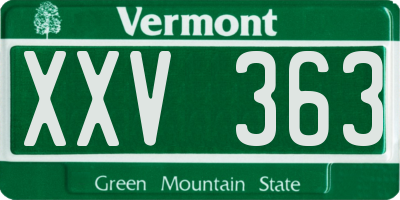 VT license plate XXV363