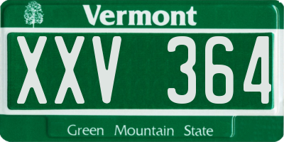 VT license plate XXV364