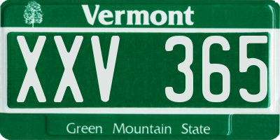 VT license plate XXV365