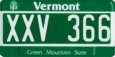 VT license plate XXV366