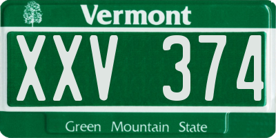 VT license plate XXV374