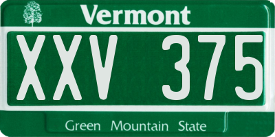 VT license plate XXV375