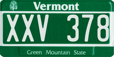 VT license plate XXV378