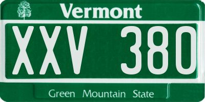 VT license plate XXV380