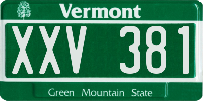 VT license plate XXV381