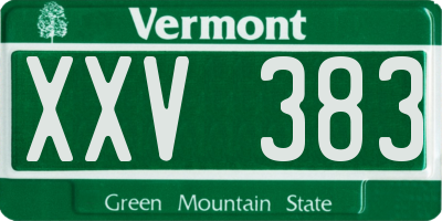 VT license plate XXV383