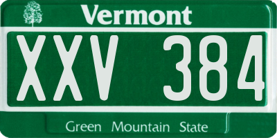 VT license plate XXV384
