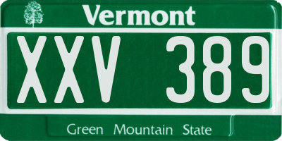 VT license plate XXV389