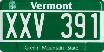 VT license plate XXV391