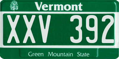 VT license plate XXV392
