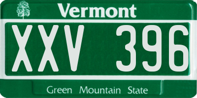 VT license plate XXV396
