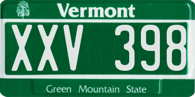 VT license plate XXV398