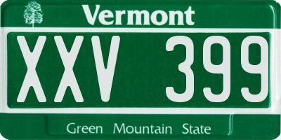 VT license plate XXV399