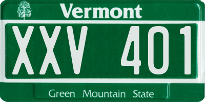 VT license plate XXV401