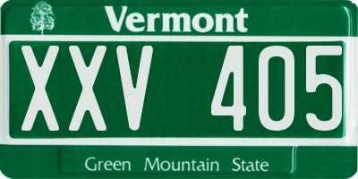 VT license plate XXV405