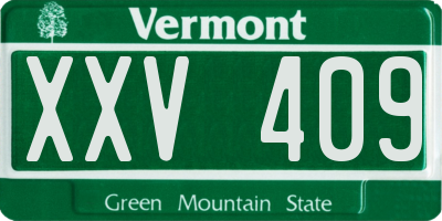VT license plate XXV409