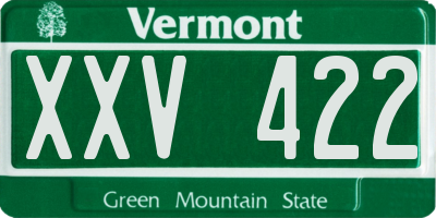VT license plate XXV422