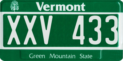 VT license plate XXV433