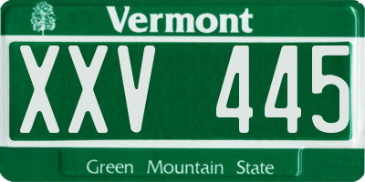 VT license plate XXV445