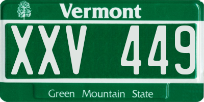 VT license plate XXV449