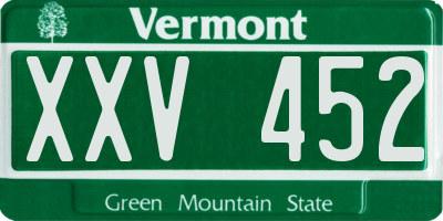 VT license plate XXV452