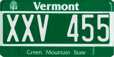 VT license plate XXV455