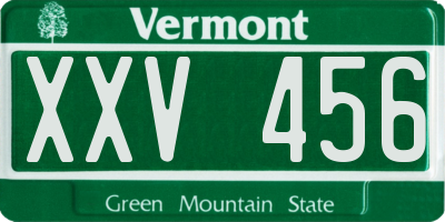 VT license plate XXV456